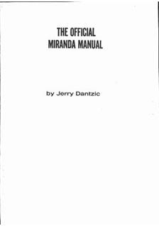 Miranda G manual. Camera Instructions.